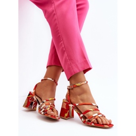 Sandalias Tacón Estampadas Naranja Jenglla 2 Sandalias Tacón Estampadas Naranja Jenglla 2