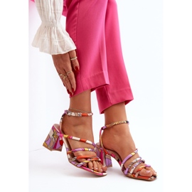 Sandalias estampadas con tacón alto Jenglla morado púrpura 2