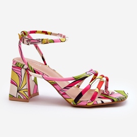 Sandalias estampadas con tacón alto Jenglla multicolor rosado 3