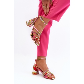 Sandalias estampadas con tacón alto Jenglla multicolor rosado 7