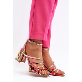 Sandalias estampadas con tacón alto Jenglla multicolor rosado 4