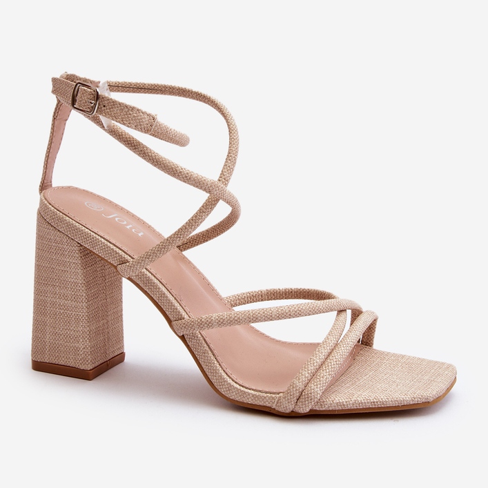 Sandalias tacón Herfiana beige con tiras 2