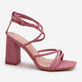 Sandalias de tacón Herfiana rosa con tiras rosado 2