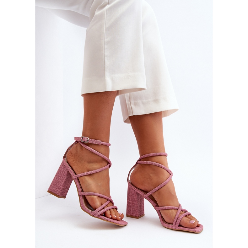 Sandalias de tacón Herfiana rosa con tiras rosado 1