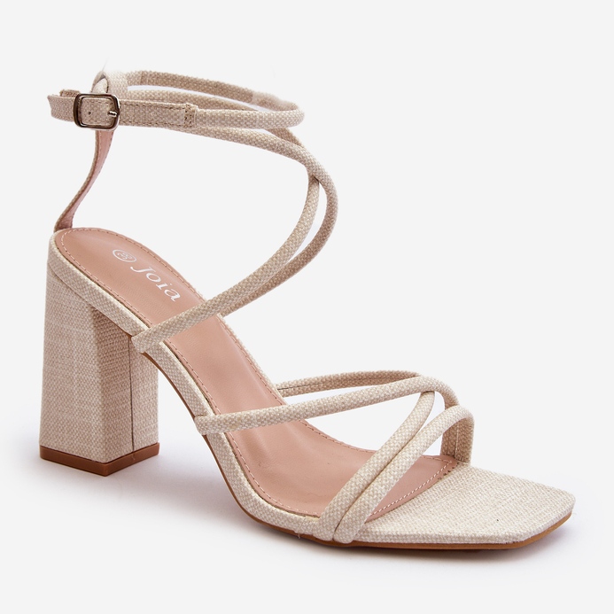 Sandalias Herfiana nude de tacón y tiras beige 2