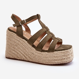 Sandalias de cuña con trenza, verde Gnosis 2