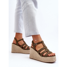 Sandalias de cuña con trenza, verde Gnosis 5
