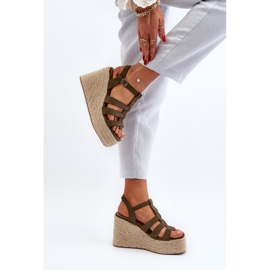 Sandalias de cuña con trenza, verde Gnosis 6