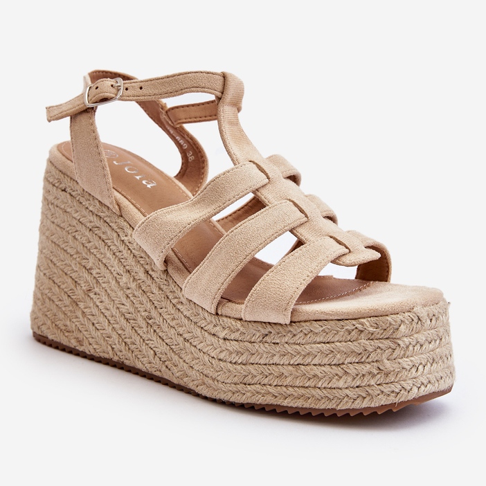Sandalias cuña Gnosis beige con trenza 1