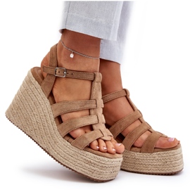 Sandalias de cuña con trenza, Marrón Gnosis 11