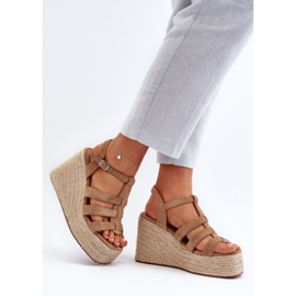 Sandalias de cuña con trenza, Marrón Gnosis 6