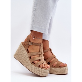 Sandalias de cuña con trenza, Marrón Gnosis 4
