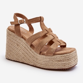 Sandalias de cuña con trenza, Marrón Gnosis 3