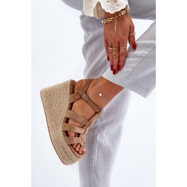 Sandalias de cuña con trenza, Marrón Gnosis 7
