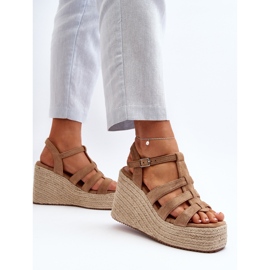Sandalias de cuña con trenza, Marrón Gnosis 8