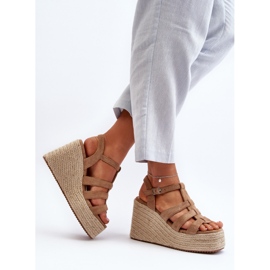 Sandalias de cuña con trenza, Marrón Gnosis 1