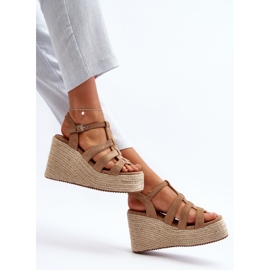 Sandalias de cuña con trenza, Marrón Gnosis 2