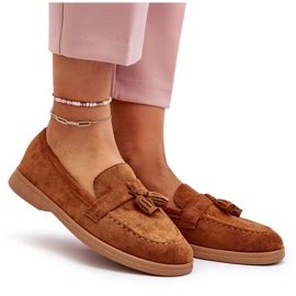 Mocasines camel de ante para mujer de Dansitu marrón 9