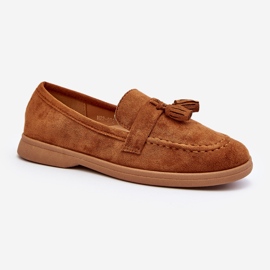 Mocasines camel de ante para mujer de Dansitu marrón 1