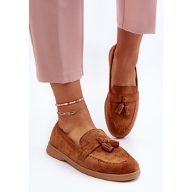 Mocasines camel de ante para mujer de Dansitu marrón 4