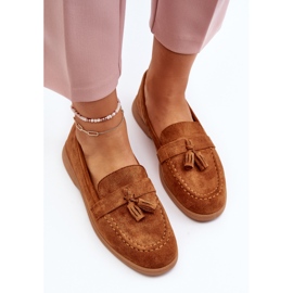 Mocasines camel de ante para mujer de Dansitu marrón 5