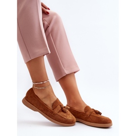 Mocasines camel de ante para mujer de Dansitu marrón 8