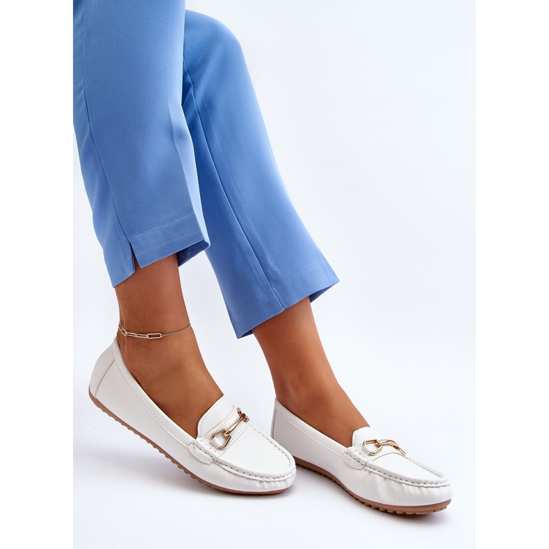 Mocasines Clásicos De Mujer Con Decoración, Blanco Ainslee 2