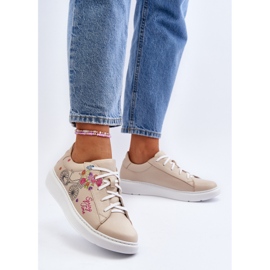 Zazoo 024/TAMARA Zapatillas Mujer Piel, Beige 3