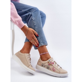 Zazoo 024/TAMARA Zapatillas Mujer Piel, Beige 7