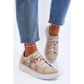 Zazoo 024/TAMARA Zapatillas Mujer Piel, Beige 4