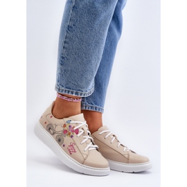 Zazoo 024/TAMARA Zapatillas Mujer Piel, Beige 2