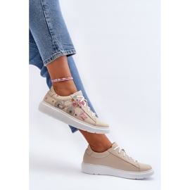 Zazoo 024/TAMARA Zapatillas Mujer Piel, Beige 8