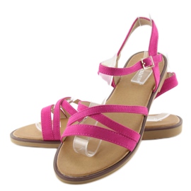 Sandalias con delicadas rayas fucsias rosado 2