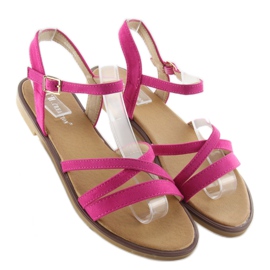 Sandalias con delicadas rayas fucsias rosado 1