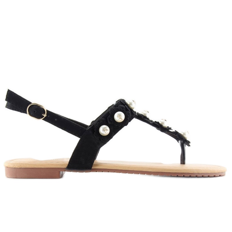 Chanclas con perlas D-6541 Negro 1 Chanclas con perlas D-6541 Negro 1