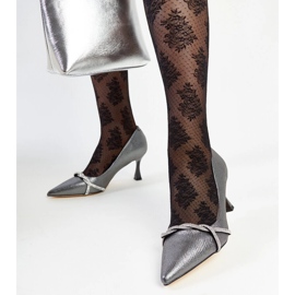 Tacones de grafito con decoración Zdenka. plata 3