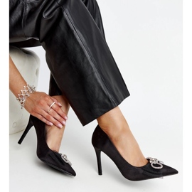 Tacones negros con lazo decorativo Natasa 2