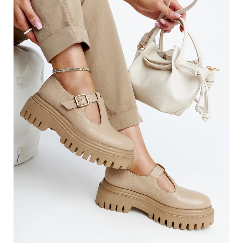 Zapatos Karino piel beige oscuro 1