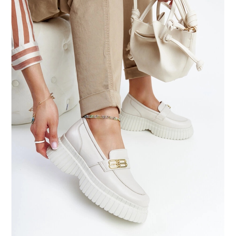 Zapatos de piel beige claro, mocasines Karino 1