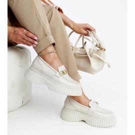 Zapatos de piel beige claro, mocasines Karino 2