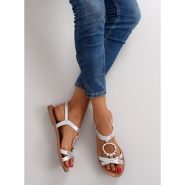 Sandalias con piedras plateadas decorativas gris 3