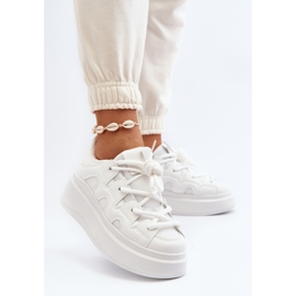 Zapatillas De Mujer Con Cordones Gruesos Vinali Blanco 4