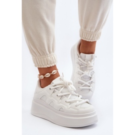 Zapatillas De Mujer Con Cordones Gruesos Vinali Blanco 5