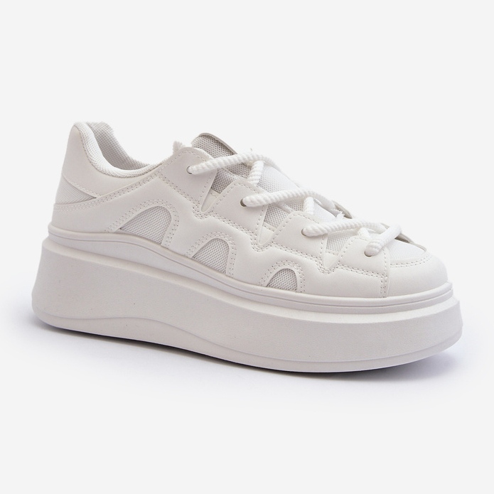 Zapatillas De Mujer Con Cordones Gruesos Vinali Blanco 2 Zapatillas De Mujer Con Cordones Gruesos Vinali Blanco 2