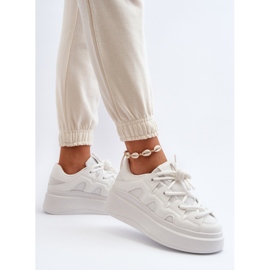 Zapatillas De Mujer Con Cordones Gruesos Vinali Blanco 6