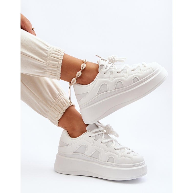 Zapatillas De Mujer Con Cordones Gruesos Vinali Blanco 1 Zapatillas De Mujer Con Cordones Gruesos Vinali Blanco 1