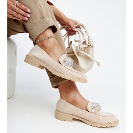 Mocasines de ante beige claro con cristales Zemzem 3