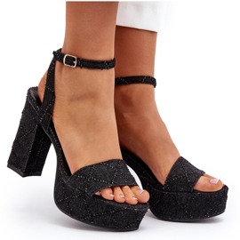 Sandalias vaqueras con tacón alto Negro Acrana 13