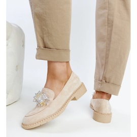 Mocasines de ante beige claro con cristales Zemzem 5