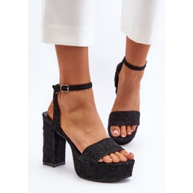Sandalias vaqueras con tacón alto Negro Acrana 9